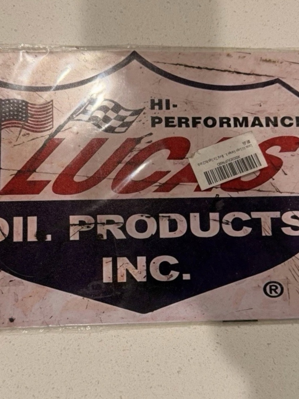 Vintage-Style Red and Navy Metal Sign